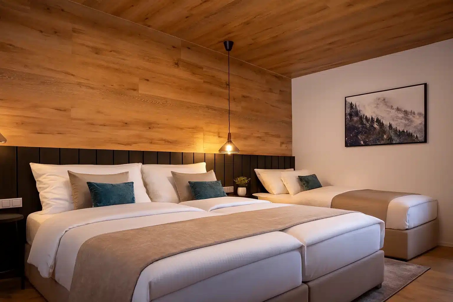 Vorbereitetes Schlafzimmer im Hillside 18