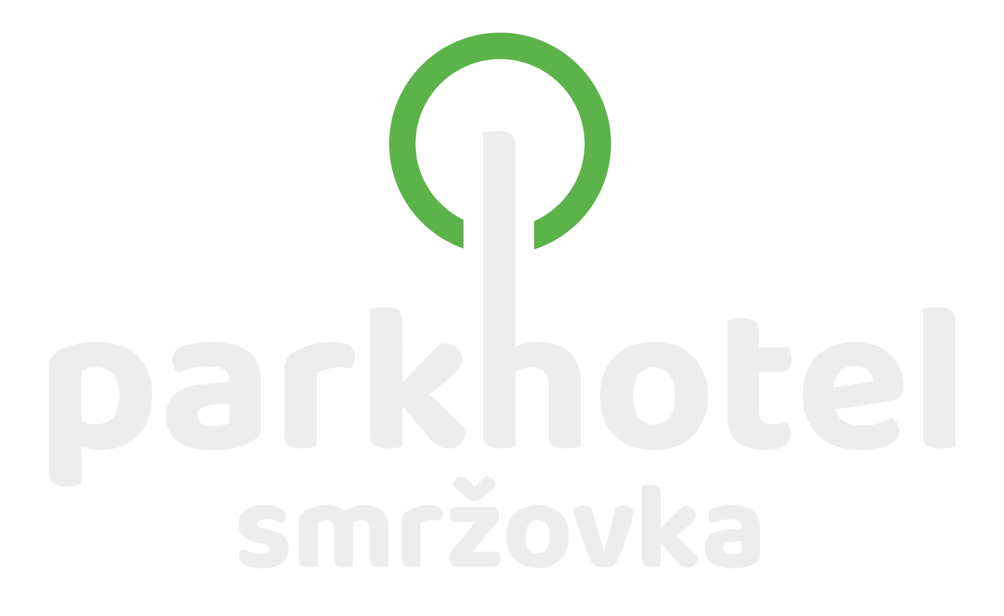 Oficiální logo Parkhotelu Smržovka v bílé barvě