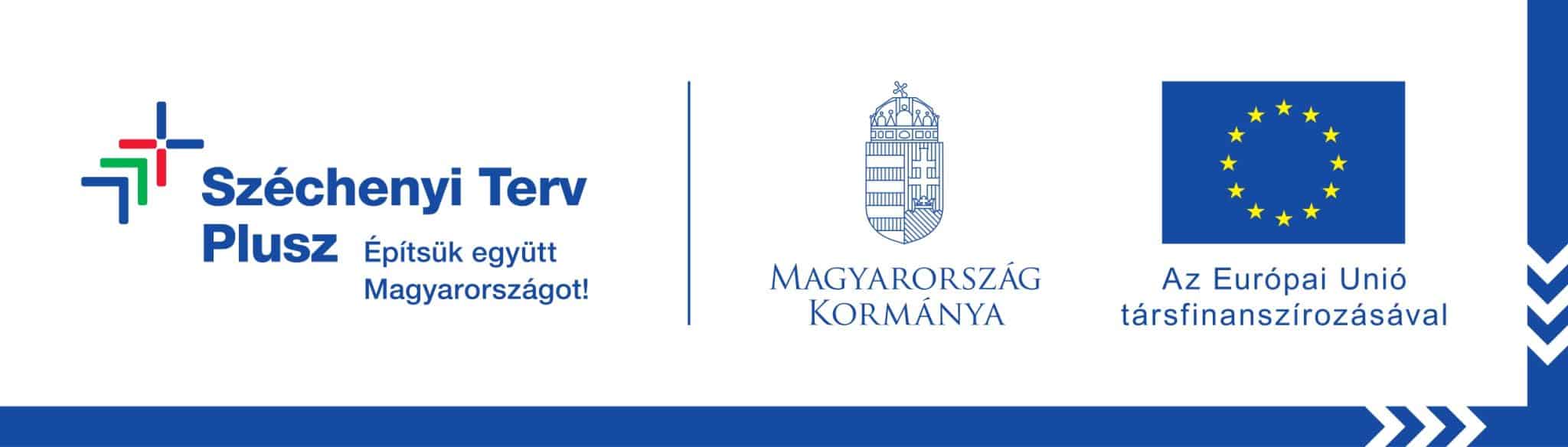 Széchenyi Terv Plusz – Magyarország Kormánya – Az Európai Unió társfinanszírozásával. Tovább az uniós támogatással megvalósuló fejlesztésekhez.