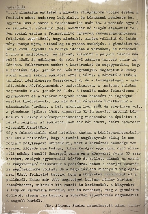 Gimnáziumi visszaemlékezés